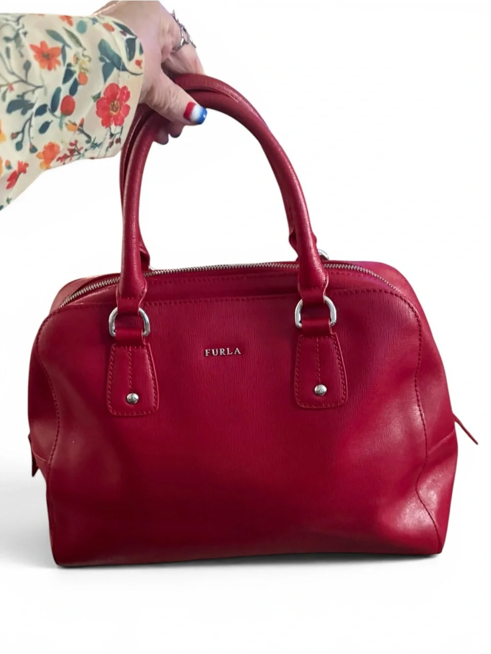 Furla Crimson Dome Leather Top-Handle Satchel Excellent Condition - Picture 1 of 8
